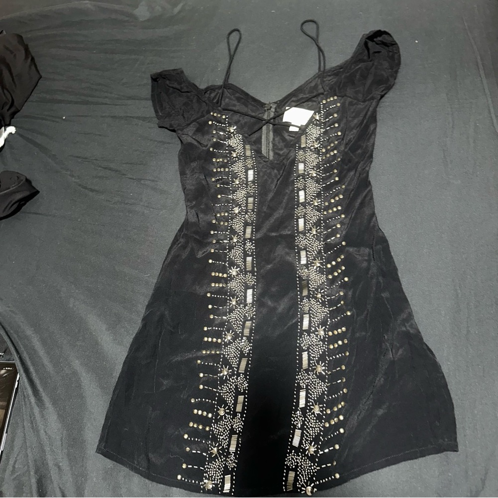 Cleobella Black Beaded Mini Dress